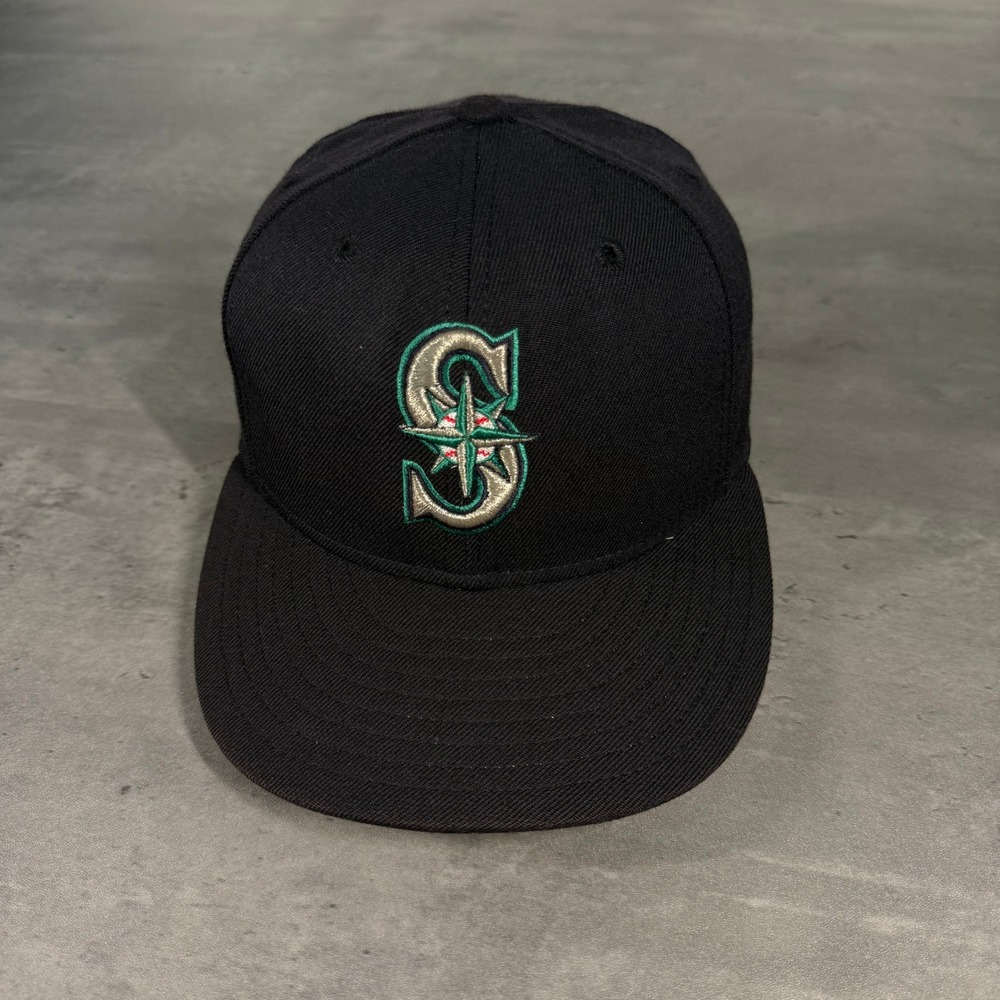 Vintage Seattle Mariners Hat New Era Fitted Cap‎ 6 7/8 Wool USA Made 59Fifty